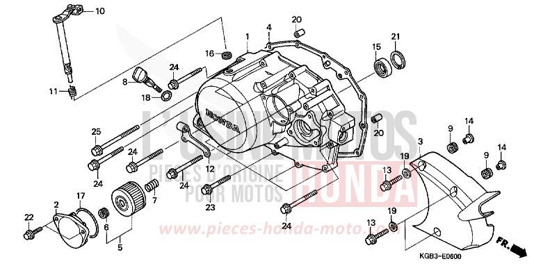PANNEAU CARTER-MOTEUR D. de Shadow VT125C CANDY GLORY RED-U (R101) 2000